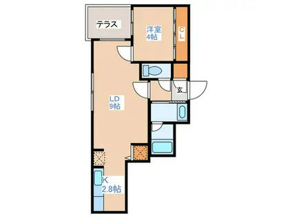 ARISTO北7条(1LDK/1階)の間取り写真