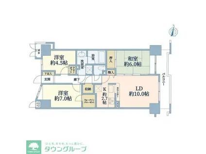 ベルシャトゥ立川(3LDK/11階)の間取り写真