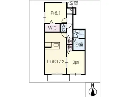 BELLE LEAD長良福江町(2LDK/1階)の間取り写真