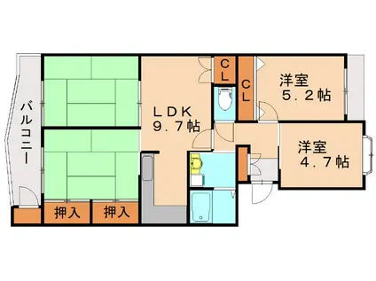 サンライズコーポラス青山(4LDK/4階)の間取り写真