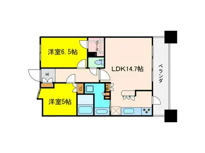 リーガル福島駅前(2LDK/13階)の間取り写真