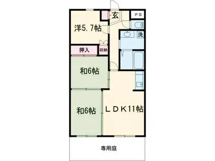 住吉コーポ(3LDK/1階)の間取り写真