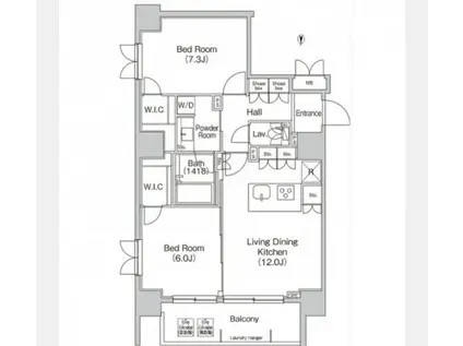 コンフォリア麻布イースト(2LDK/4階)の間取り写真