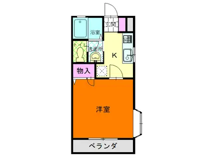 ハピネス(1K/2階)の間取り写真