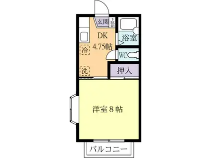 セントラルハイツB(1DK/2階)の間取り写真
