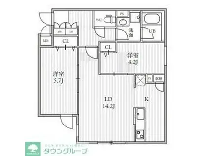 THE PALMS大島(2LDK/4階)の間取り写真