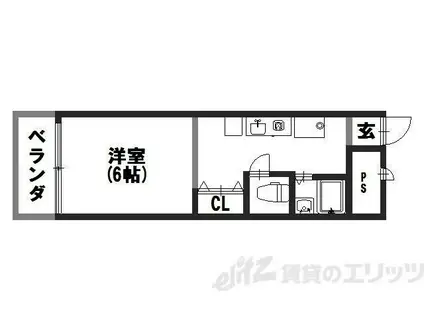 フローラ(1K/2階)の間取り写真