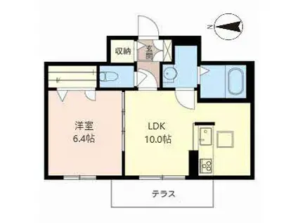 グリナージュ一乗寺(1LDK/1階)の間取り写真