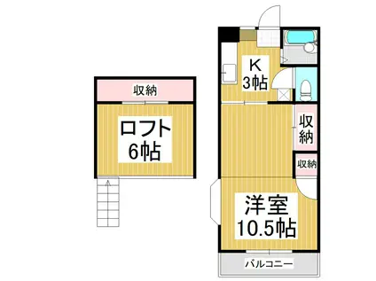 サバービア村井(1K/2階)の間取り写真