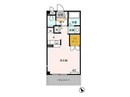 ヴェル ソレイユ(ワンルーム/1階)の間取り写真