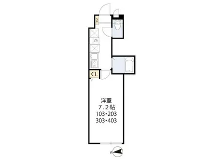ティーグル足立島根(1K/2階)の間取り写真
