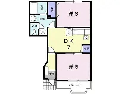 エスポワール(2DK/1階)の間取り写真