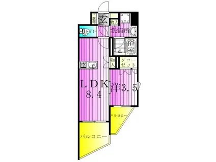 デュオステージ北千住2(1LDK/4階)の間取り写真