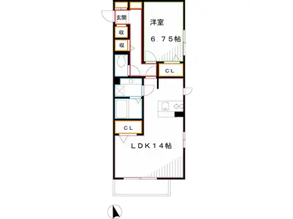 AVANCERAKANE(1LDK/2階)の間取り写真