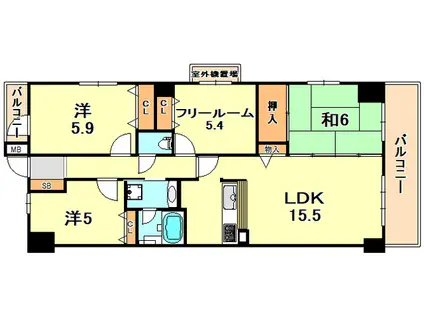 リベール須磨妙法寺(3SLDK/4階)の間取り写真