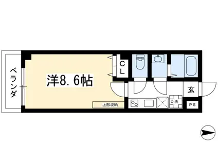 ピュアリスMIYABI(1K/4階)の間取り写真