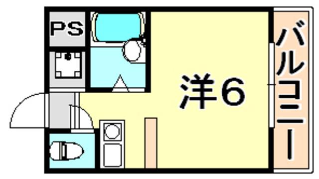コスモメイト北野(1K/4階)の間取り写真