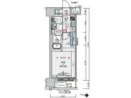 メインステージ森下II(1K/7階)の間取り写真