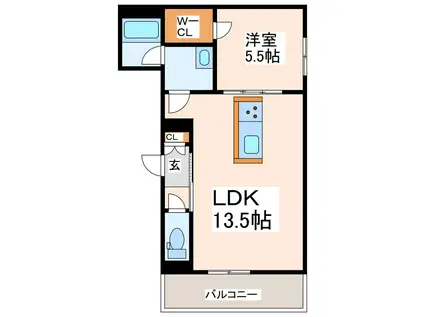 べレオ水前寺(1LDK/2階)の間取り写真