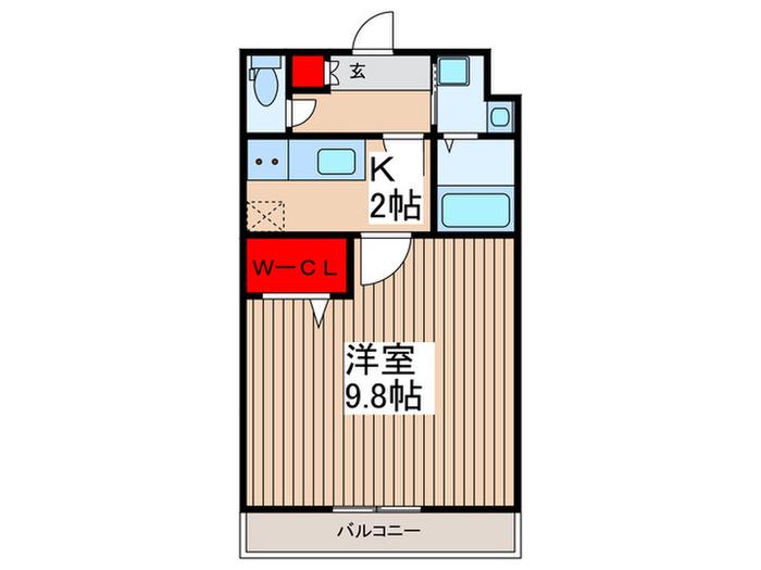 キャピタル蒲生(1K/1階)の間取り写真