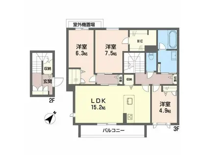 シャーメゾンANGE(3LDK/2階)の間取り写真