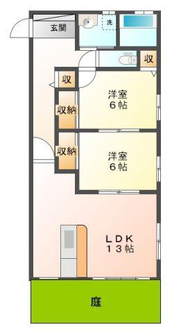ベリーハイツ(2LDK/1階)の間取り写真