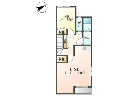 コーポ サイカ(1LDK/2階)の間取り写真