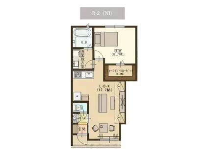 ユーソニアン妙高・渋江A(1LDK/1階)の間取り写真