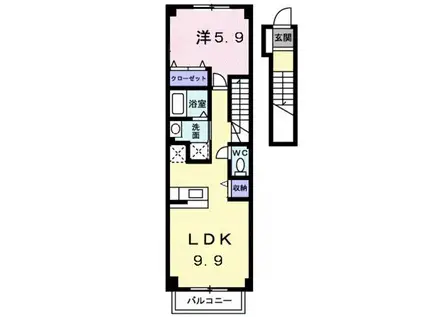 サピ-ブライトS・C棟(1LDK/2階)の間取り写真