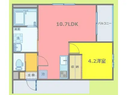 レガルバ富田(1LDK/3階)の間取り写真