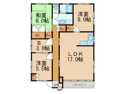 梓ビル(3SLDK/2階)の間取り写真