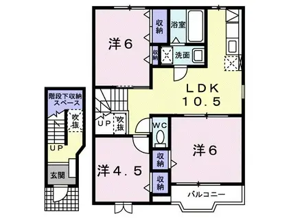 サンビレッジD(3LDK/2階)の間取り写真