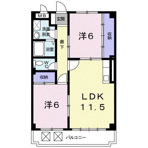 モデルノ(2LDK/3階)の間取り写真