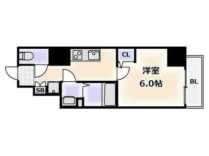 エグゼ阿倍野(1K/7階)の間取り写真