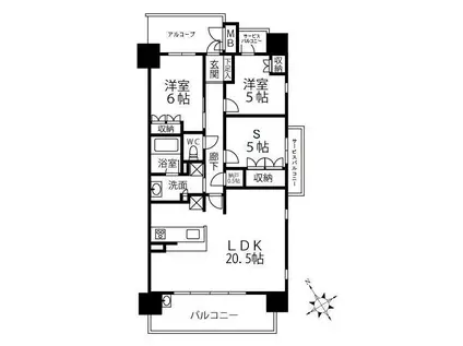 ローレルコート上野芝町四丁(2SLDK/3階)の間取り写真