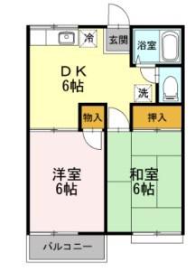 グランデュール福山B(2DK/2階)の間取り写真