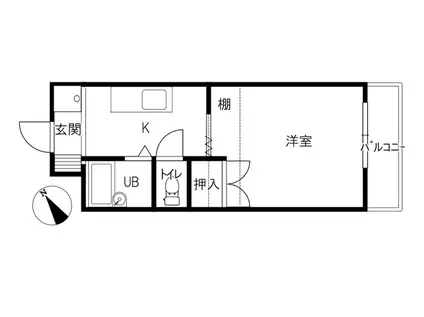 シャインK(1K/3階)の間取り写真