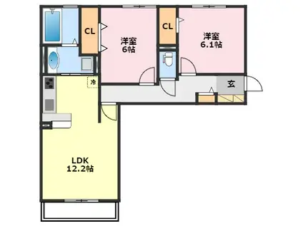 コンフォ―ルコート(2LDK/1階)の間取り写真