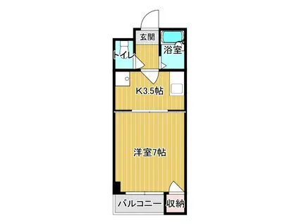 アモール新垢田I(1K/3階)の間取り写真