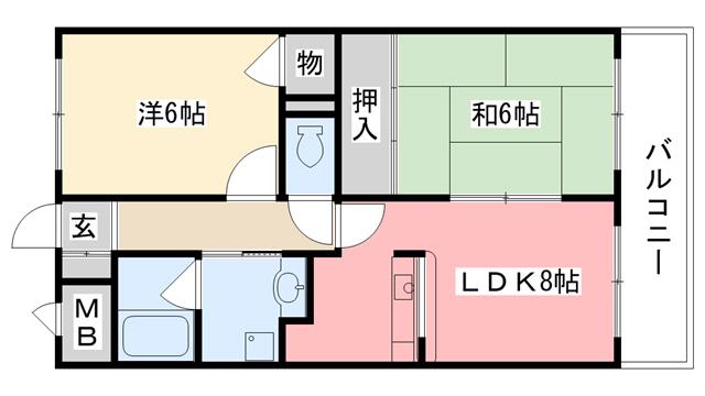 ルミエール(2LDK/2階)の間取り写真