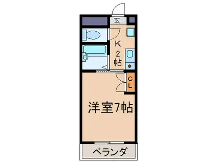 ファミール旭(1K/2階)の間取り写真