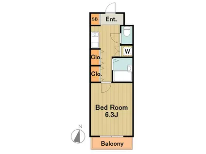 パークサイド芝原(1K/1階)の間取り写真