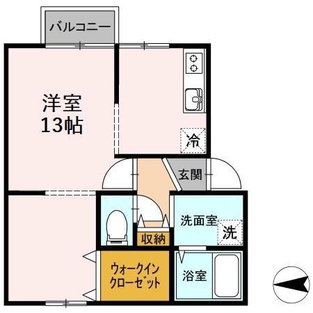 サンパティーク鎌田(ワンルーム/1階)の間取り写真