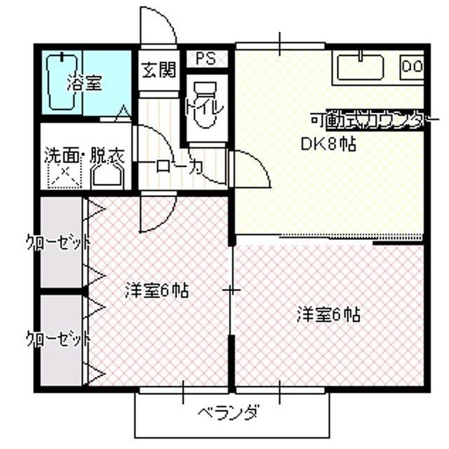 パールハイツ(2DK/2階)の間取り写真