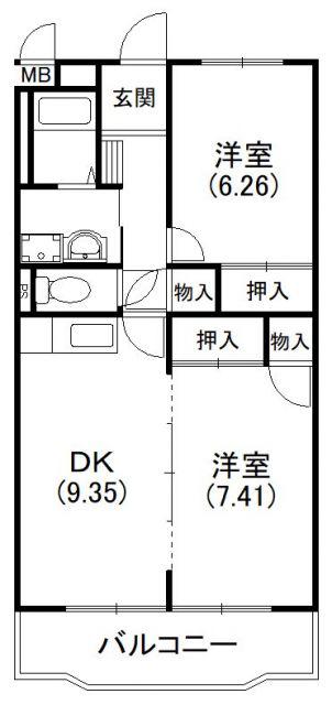 イーストライム(2LDK/4階)の間取り写真