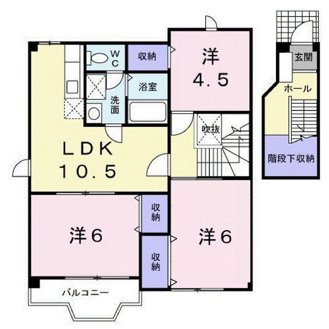 ヴィラグランブルー A(3LDK/2階)の間取り写真