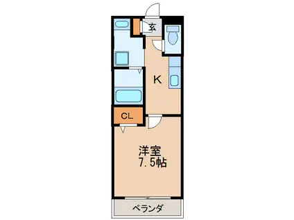 カーササンシャイン(1K/2階)の間取り写真