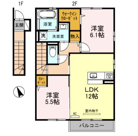メルベーユ(2LDK/2階)の間取り写真