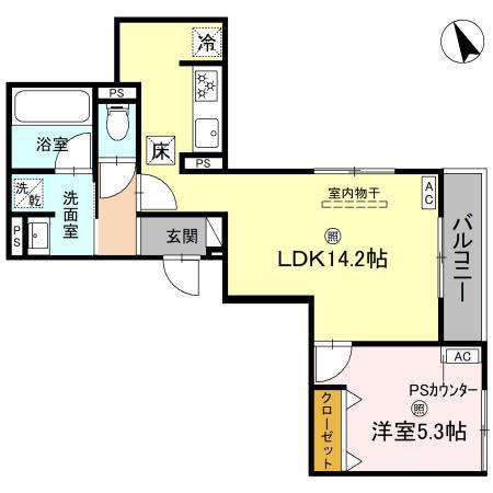 CHAINON(1LDK/1階)の間取り写真