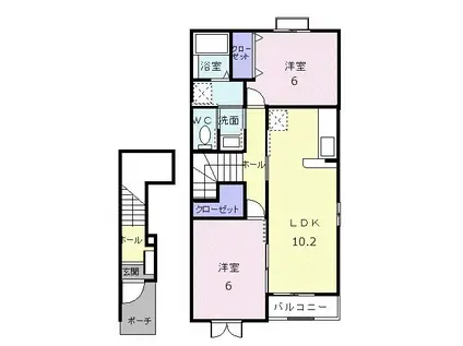 メゾン・エスポールIIIA(2LDK/2階)の間取り写真